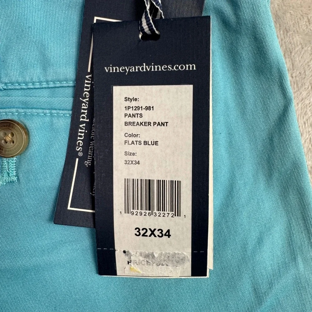 NWT Vineyard Vines‎ Mens 32x34 Breaker Pant Chinos Blue Preppy Golf